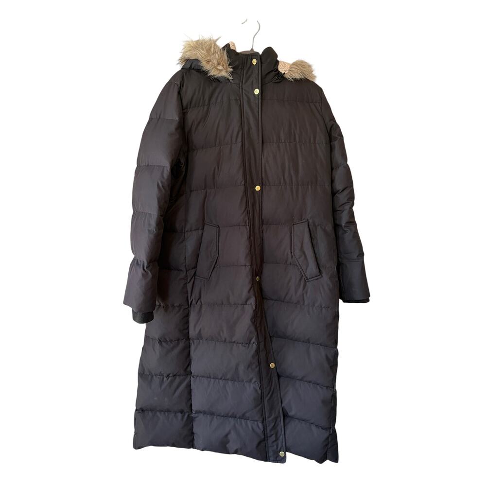 Lauren Ralph Lauren down jacket large maxi puffer long quilted hooded black fur